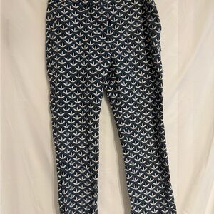 Ann Taylor Factory Navy and White Leaf Pattern Trousers